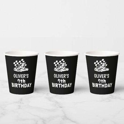 Gobelets En Papier Allez karting, course voiture garçon anniversaire (Multi)