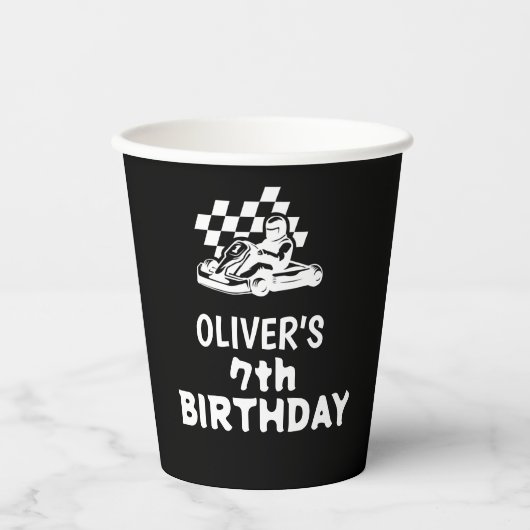 Gobelets En Papier Allez karting, course voiture garçon anniversaire (Recto)