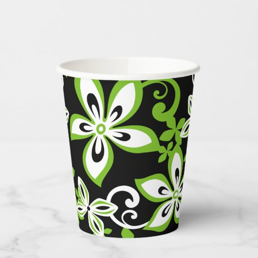 GOBELETS EN PAPIER ALOHA HAWAII (NOIR/LIME) (Gauche)