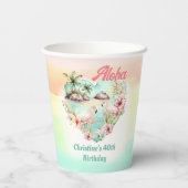 Gobelets En Papier Aloha Luau Eté 40e Anniversaire Plage Tropical (Verso)