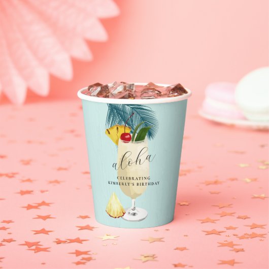 Gobelets En Papier Aloha Pina Colada Green Cocktail fête d'anniversai (Insitu)