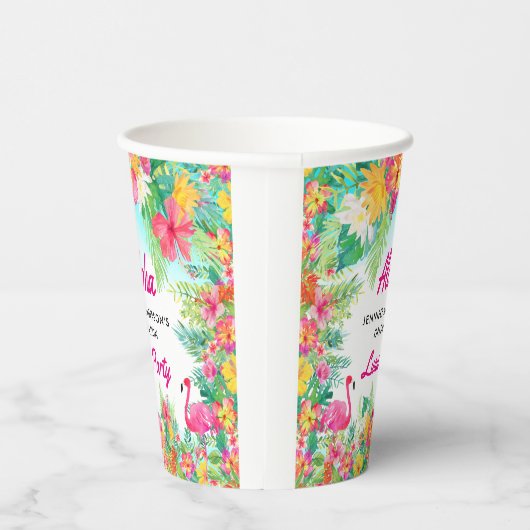 Gobelets En Papier Aloha Tropical Flamant rose Luau Graduation Tasses (Droite)