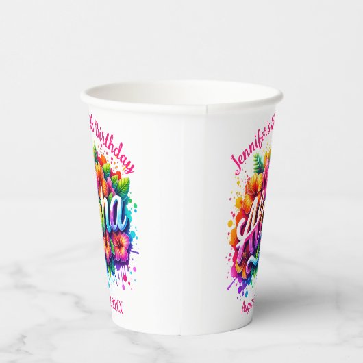 Gobelets En Papier Aloha Tropical Hawaiian Anniversaire Luau (Droite)