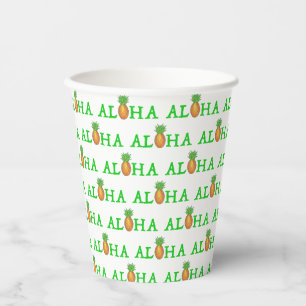 Gobelets En Papier ALOHA Tropical Island Hawaiian Pineapple Hawaii
