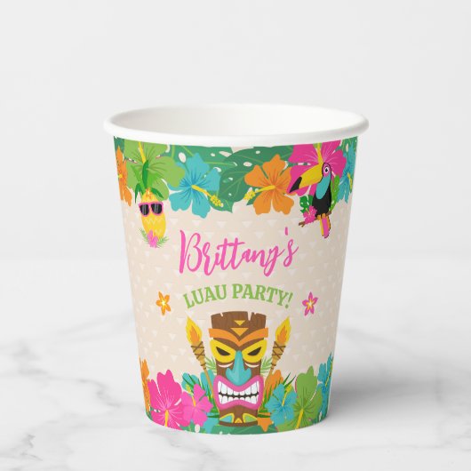 Gobelets En Papier Aloha Tropical Summer Luau Anniversaire (Verso)