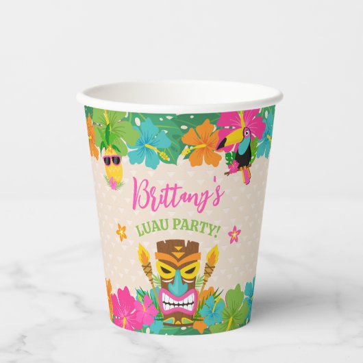 Gobelets En Papier Aloha Tropical Summer Luau Anniversaire (Recto)