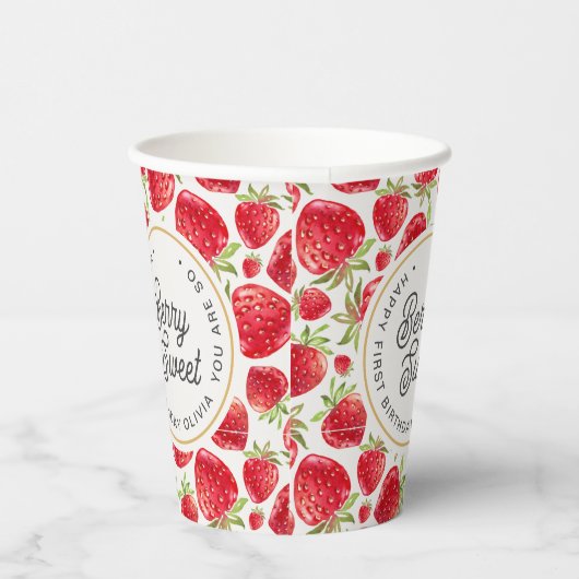 Gobelets En Papier Alors Berry Sweet Strawberry Motif Anniversaire (Droite)