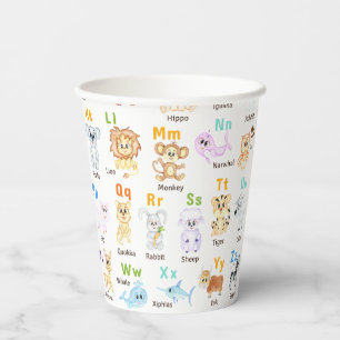 Gobelets En Papier Alphabet Animal ABC Mets animaux