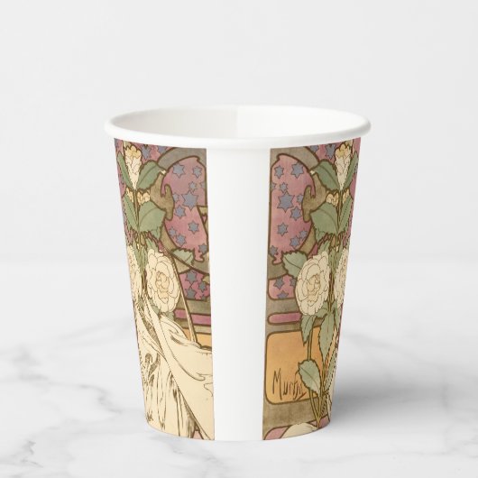 Gobelets En Papier Alphonse Mucha Elegant Art Nouveau Stars Camellia (Gauche)