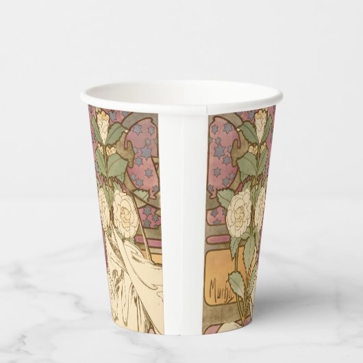 Gobelets En Papier Alphonse Mucha Elegant Art Nouveau Stars Camellia  (Droite)