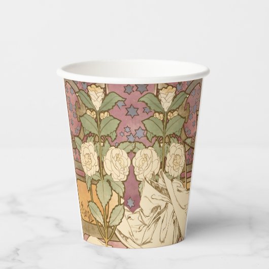 Gobelets En Papier Alphonse Mucha Elegant Art Nouveau Stars Camellia  (Recto)