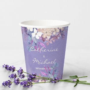 Gobelets En Papier Ambiance romantique Lavande Aquarelle Florale Prin
