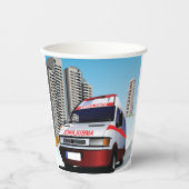 Gobelets En Papier Ambulance d'urgence dans Cityscape Secourt Médical (Recto)