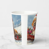 Gobelets En Papier American English Foxhound dans Sledge Christmas (Gauche)