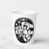 Gobelets En Papier American Firefighter Hero Gras Noir Et Blanc (Recto)