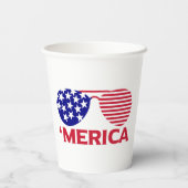 Gobelets En Papier Amérique Lunettes de soleil bleu blanc rouge (Verso)