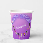 Gobelets En Papier Amis de gymnastique "Joyeux Anniversaire" Purple O (Recto)