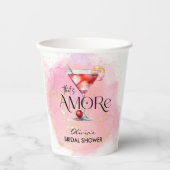 Gobelets En Papier Amore | Fête des mariées aquarelle (Recto)