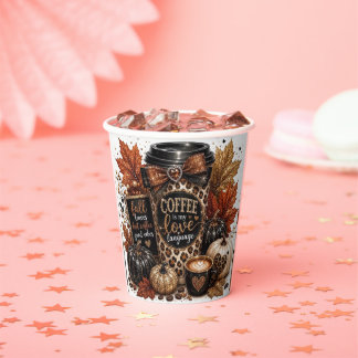 Gobelets En Papier Amour du café d'automne Citrouille Café cosy d'aut