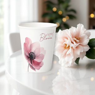 Gobelets En Papier amour en fleur douche nuptiale minimale
