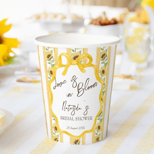 Gobelets En Papier Amour en fleurs tournesols nuptiale douche monogra