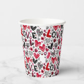 Gobelets En Papier Amour et cœurs doodle art valentin (Verso)