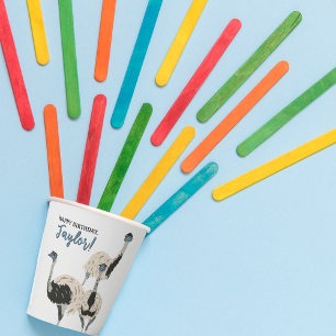Gobelets En Papier Amoureux des oiseaux Emus Party personnalisée