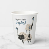 Gobelets En Papier Amoureux des oiseaux Emus Party personnalisée (Verso)