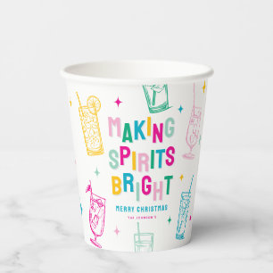 Gobelets En Papier Amusant Coloré 'Making Spirits Bright' Noël
