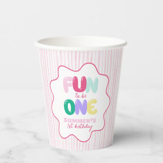 Gobelets En Papier Amusant d'être un ! Rayé Coloré 1er Anniversaire