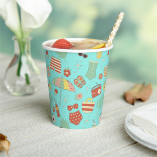 Gobelets En Papier Amusant Stylish Retro Vintage Summer Beach maillot