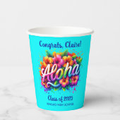 Gobelets En Papier Amusante Tropicale Aloha Graduation (Verso)