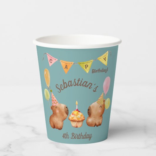 Gobelets En Papier Amusement de la fête de Capybara (Recto)