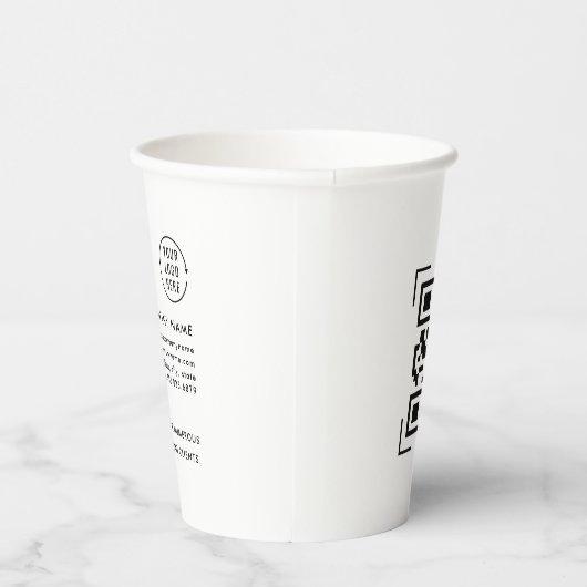 Gobelets En Papier Analyse du code QR | Business Logo Professionnel (Droite)