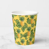 Gobelets En Papier Ananas & Feuilles Tropicaux En Or (Verso)