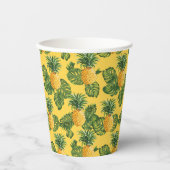 Gobelets En Papier Ananas & Feuilles Tropicaux En Or (Recto)