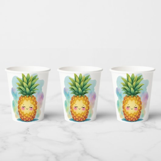 Gobelets en papier ananas heureux (Multi)