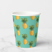 Gobelets En Papier Ananas Tropical Sur Turquoise (Verso)