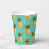Gobelets En Papier Ananas Tropical Sur Turquoise (Droite)