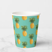 Gobelets En Papier Ananas Tropical Sur Turquoise (Recto)