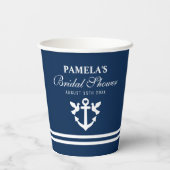 Gobelets En Papier Ancrage nautique marine bleu nuptiale douche parti (Verso)