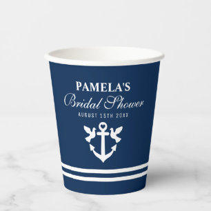 Gobelets En Papier Ancrage nautique marine bleu nuptiale douche parti