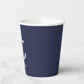 Gobelets En Papier Ancre bleu marine moderne avec nom personnalisé  (Gauche)