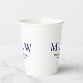 Gobelets En Papier ancre nautique mariage marine bleu et blanc monogr (Gauche)