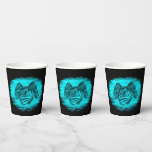 Gobelets En Papier Angel Eros en amour, design noir et vert
