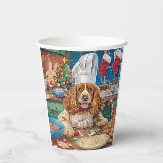 Gobelets En Papier Anglais Cocker Spaniel Vacances Baking : Noël (Verso)