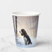 Gobelets En Papier Anglais Springer Spaniel Laissez-le neiger Noël (Recto)