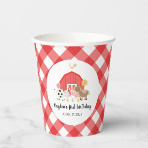 Gobelets En Papier Animal de ferme Anniversaire rouge tasses de papie