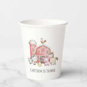 Gobelets En Papier animal mignon d'anniversaire de ferme