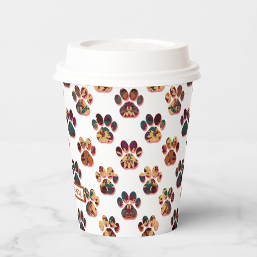 Gobelets En Papier Animal Paw Silhouette Thanksgiving Pawty White (Gauche)